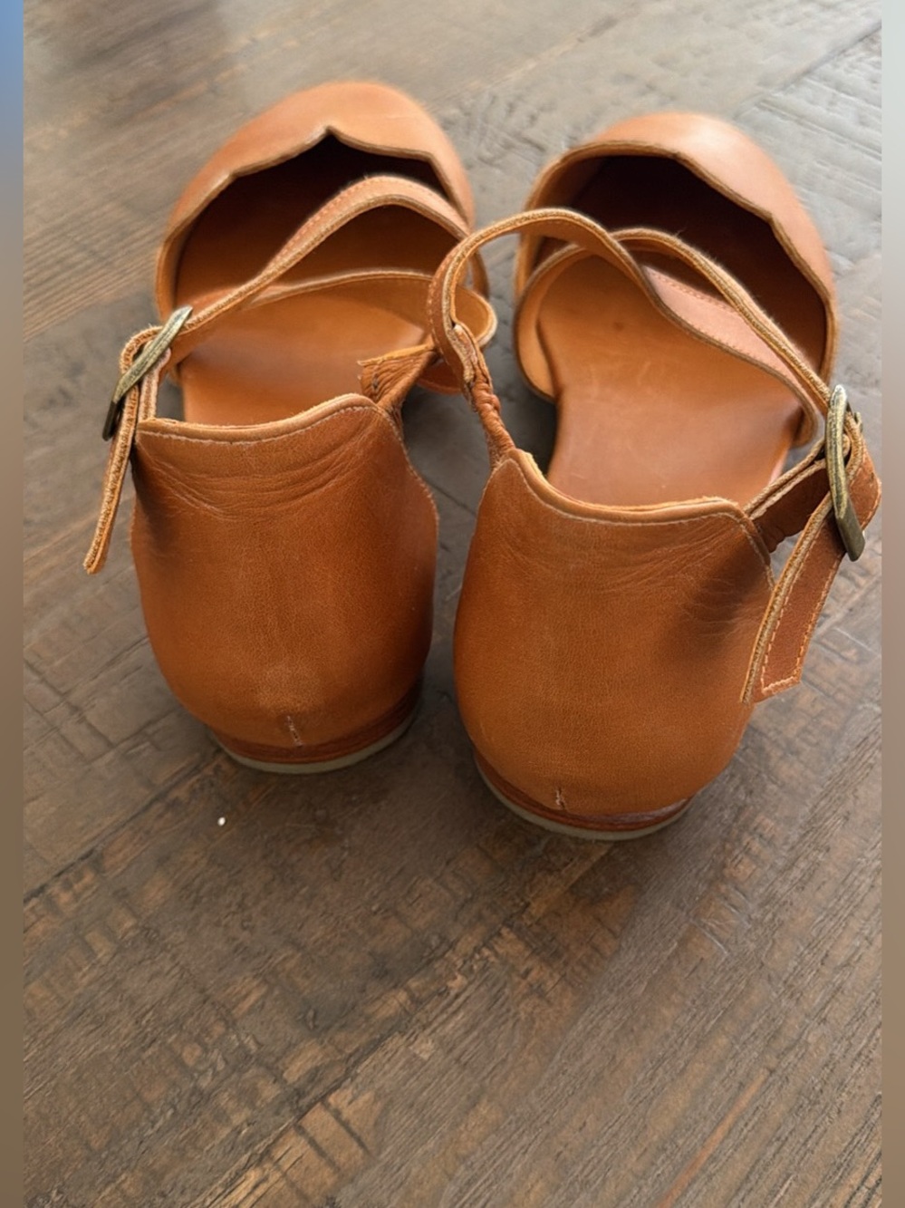 Bali elf leather strappy shoes mangrove leather ballet flat in tan size 9.5 - Picture 2 of 5